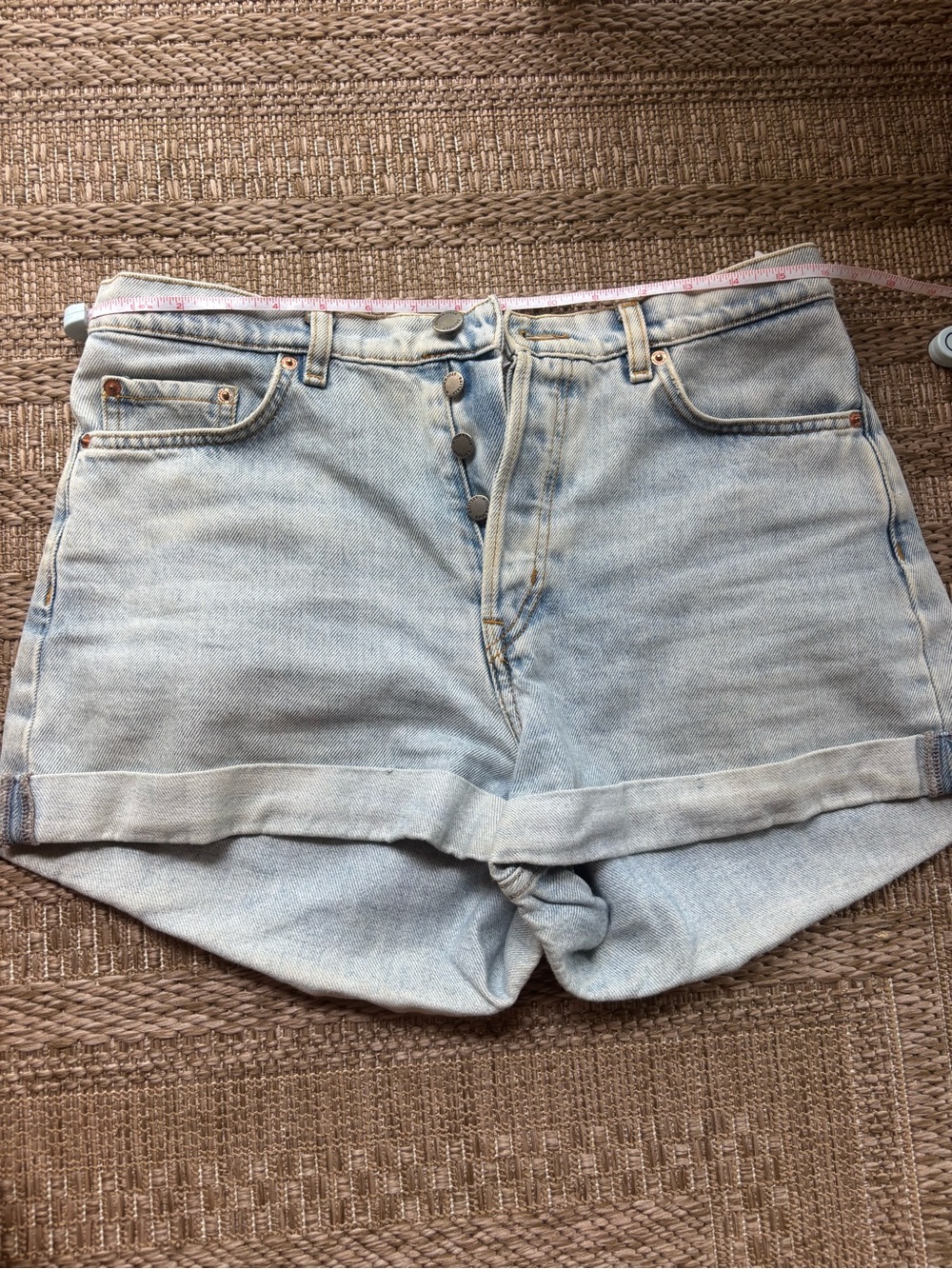 Classic Light Wash Denim Shorts - Casual High-Rise Button Style